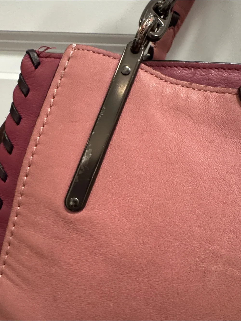 Coach dreamer in colorblock with whipstitch & c charm shoulder bag purse